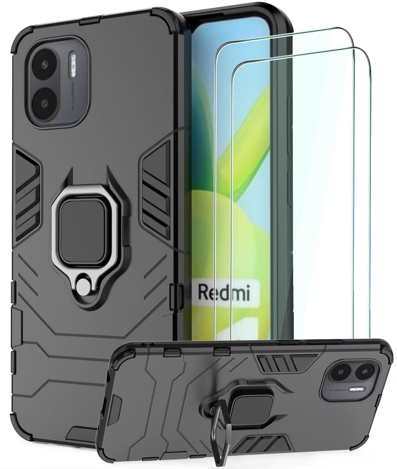 Cover E Pellicola Per Xiaomi Redmi A1 Plus/A2 Plus: Custodia Trasparente + 3 Vetri Temperati