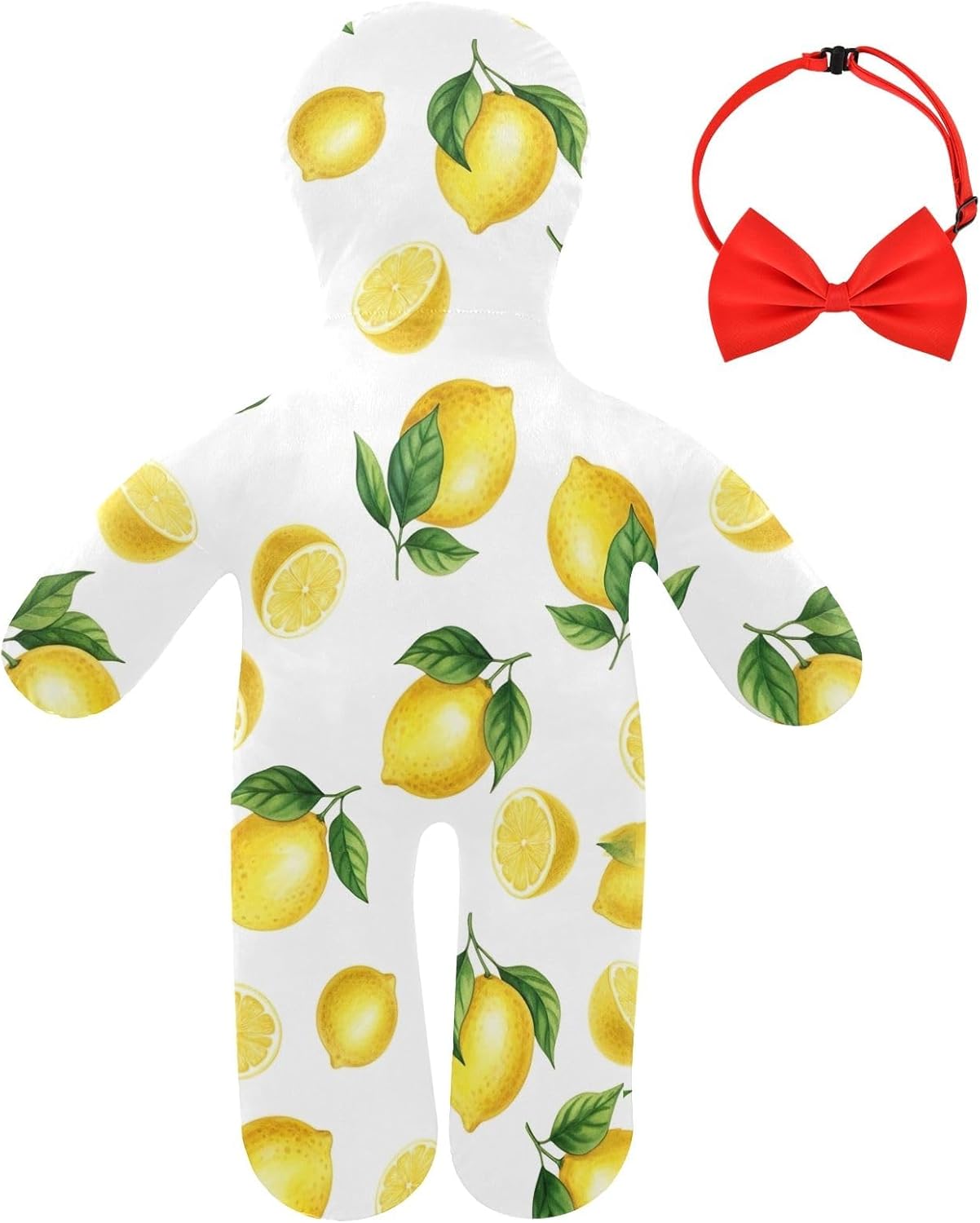 Cozy Body Pillow for Stress Relief with Removable Pillowcase, Lemons Green Leaves White Body Pillows for Sofa 23 x 32 Inch