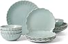 Lenox French Perle Scallop Ice Blue 12Pc Dinnerware Set, 17.70, White