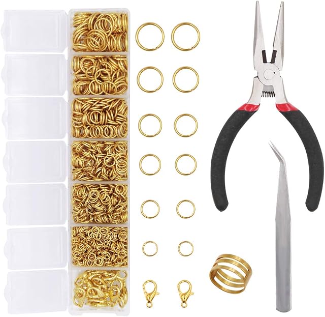 EuTengHao 1504Pcs Gold Open Jump Ring and Lobster Clasps Kit Jewelry Repair Tools Kit Jewelry Making Supplies Kit with Jewelry Making Accessories for Necklace Making Repair (Gold)
