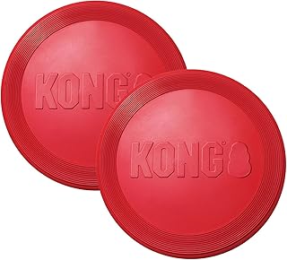 KONG Flyer Rubber Disc Dog Toy - for Catch, Fetch and Playtime - Red, Large 2 Pack
