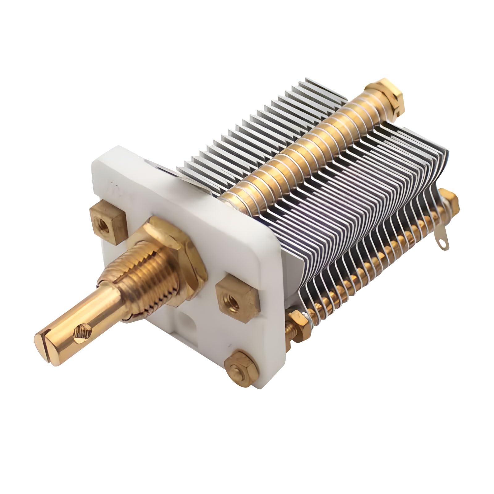 Condensador variable de aire potencial, plan monobloque de cerámica, baja pérdida de no conductor, alta consulta para aplicaciones en radios de radio y generadores de indicación, cerámica bronce