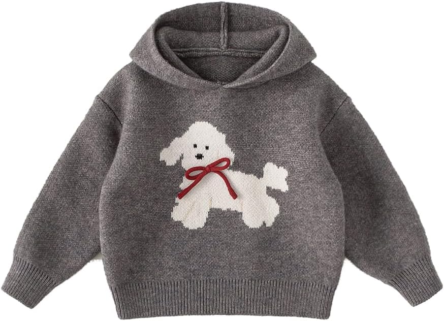 Toddler Baby Girl Hooded Knitted Sweaters Cute Animal-Themed Plush Pullover Sweater Fall Winter Long Sleeve Top