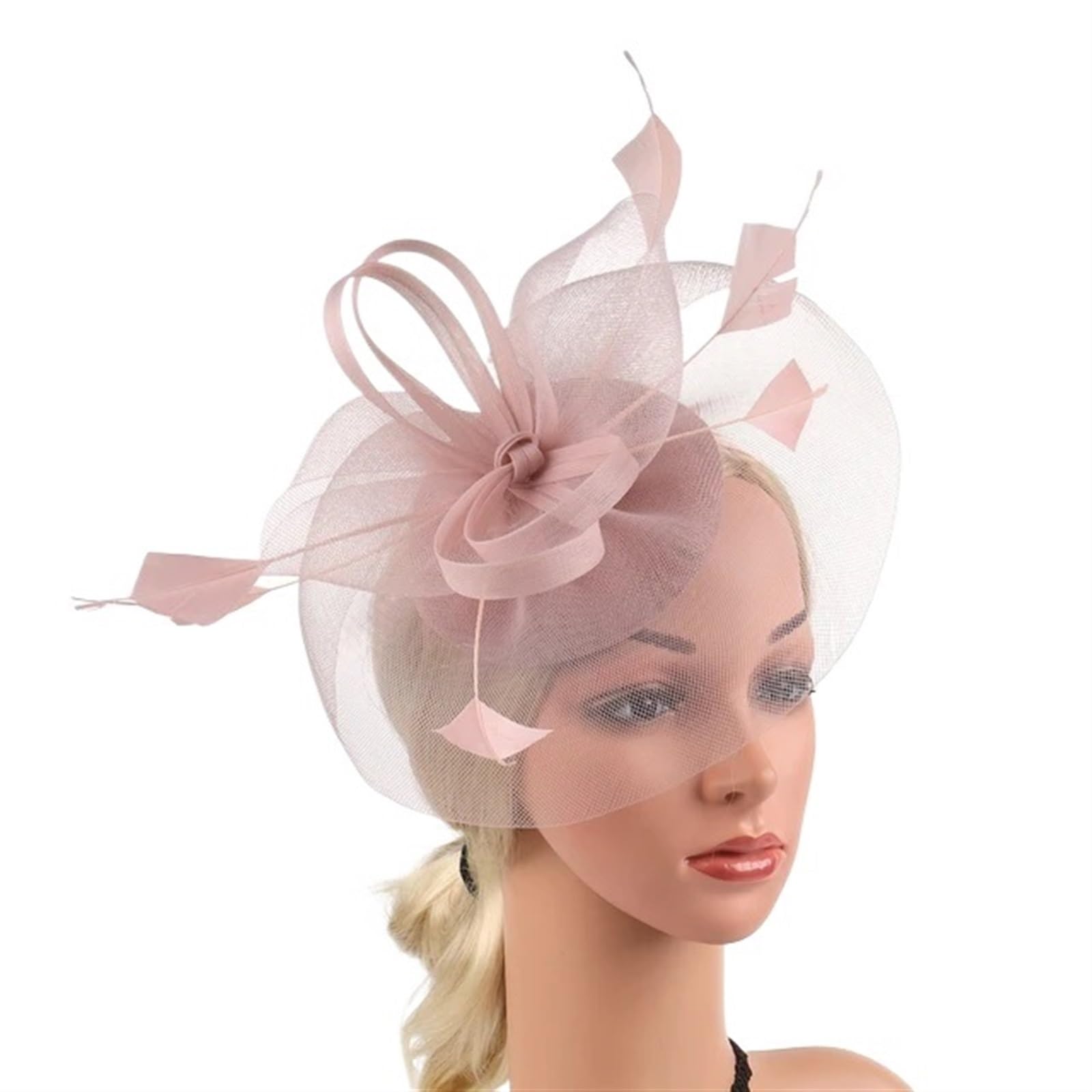 UALXPAO Wedding Hats Women's Fascinator Hat With Feather Mesh Tea Party Hats for Tea Party,Weddings(Color1)