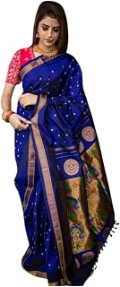 Flosive Blue Banarasi Silk Saree for Women with Zari Work Price In India