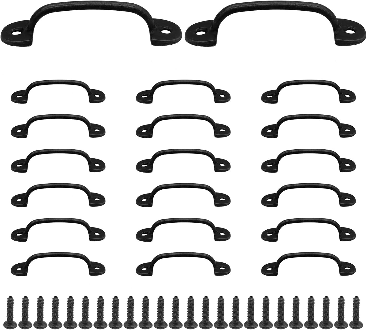 20Pcs Black Barn Door Handles, Zinc Alloy Mini Decorative Handles Vintage Drawer Pulls for Cabinet, Drawer and Closet(1.89 Inch Hole to Hole, 2.3 Inch Total Length)