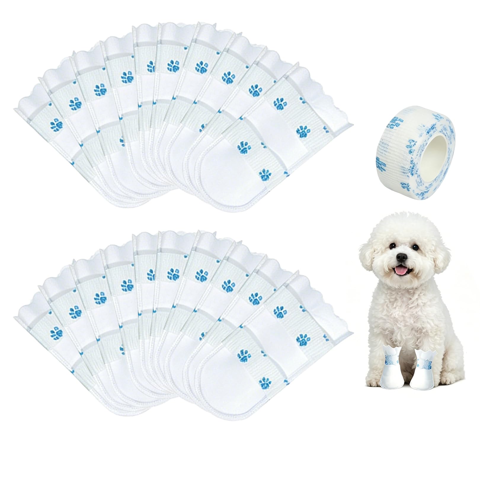 20pcs Disposable Dog Boots for Injured Paws Waterproof Dog Socks Paws Stop Licking,Disposable Dog Paw Bandage Indoor and Outdoor Walking,Small Dogs Paw Protectors(S(5-16 lb))