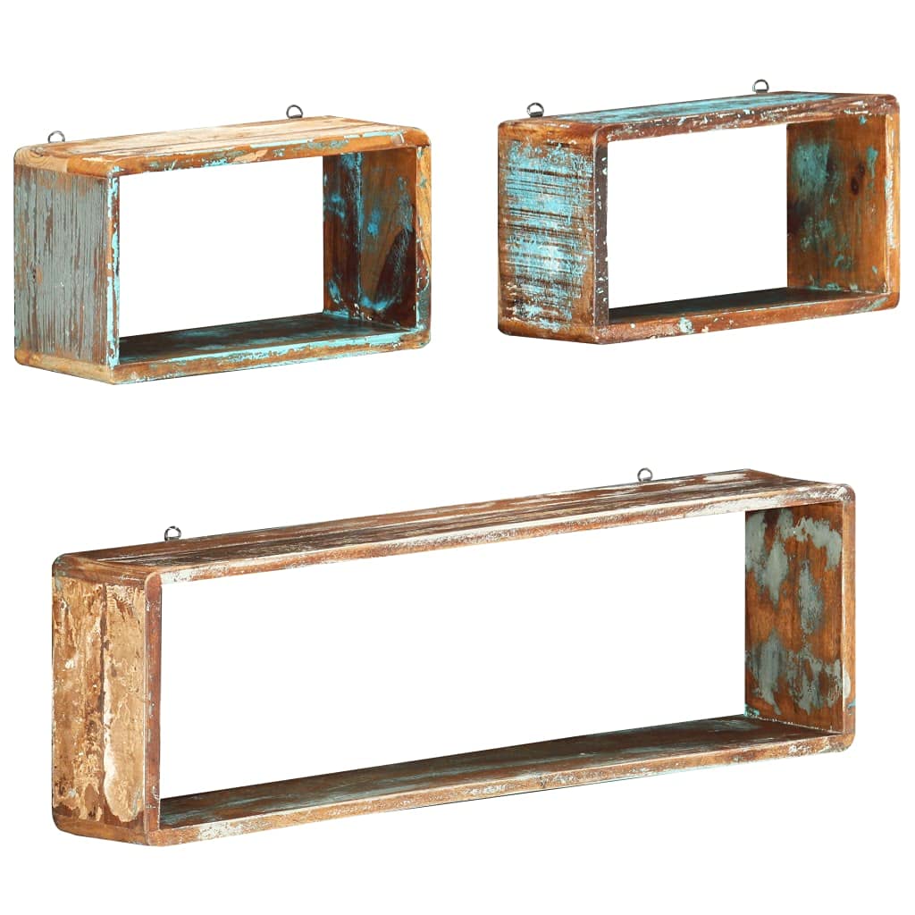 (Entrega flash) Estantes flotantes prácticos y decorativos para cocina, baño, salón, dormitorio, etc. 3 piezas, madera maciza reciclada.