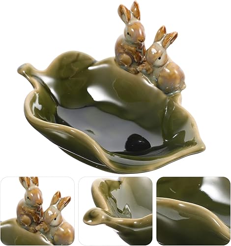 Miniatura 3 de Hemoton Jabonera de cerámica barra de conejo bandeja de jabón soporte decorativo para caja de jabón placa de jabón de manos contenedor de esponja