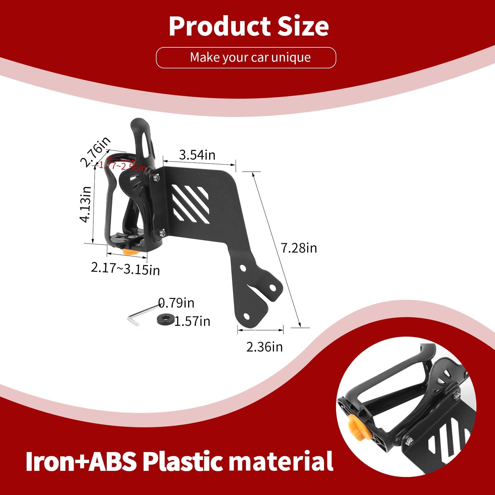 PDKLIN for Jeep JL Front Door Side Cup Holder for Jeep Wrangler JL JLU 2018 up for Gladiator JT 2020 up Black Accessories Driver Cup Holder (Left)