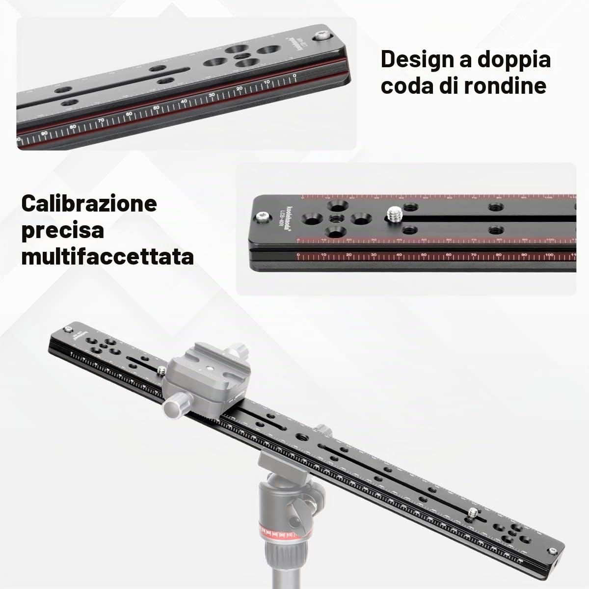 Koolehaoda 400mm Piastra a sgancio rapido Binario multiuso compatibile con Arca-Swiss per fotocamera DSLR Flash Speedlite LED Video Light