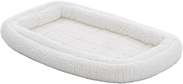 MidWest Homes for Pets Bolster Lit de chien 94cm x 60.5cm x 15cm Lit de chien polaire avec bolster confortable, idéal for Les races de chiens moyens et les convient le plus 91.4cm Longues grilles, Laver la machine et sécher, Blanc, 40336-FS