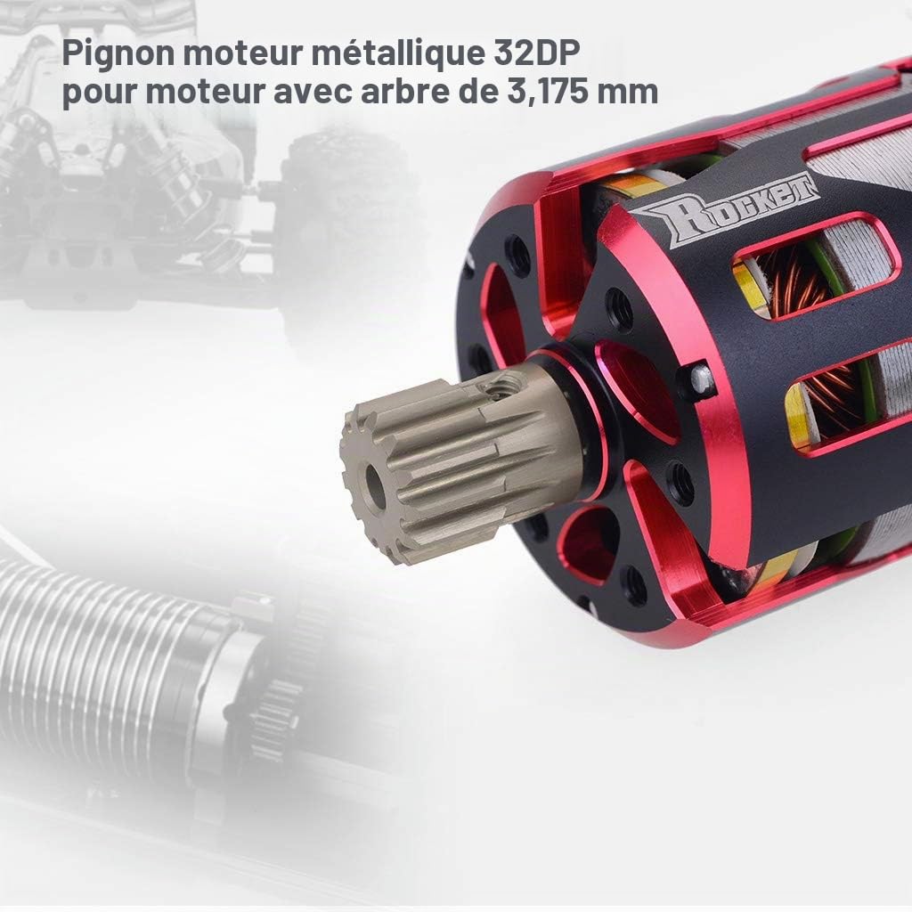 Lot de 5 pignons 32DP 3,175 mm 12T 13T 14T 15T 16T pour moteur sans balais de voiture 1/8 RC