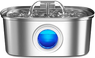 Rellaty Stainless Steel Cat Water Fountain 108oz/3.2L - Automatic Pet Dispenser with Water Level Window for Cats & Dogs
