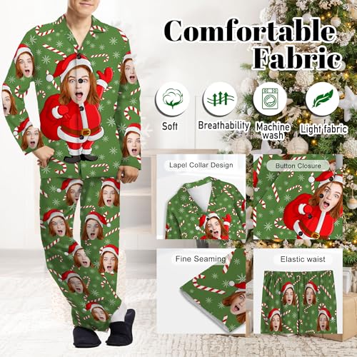 Personalized Face Family Pajamas Sets for Men Women Adults Kids,Custom Pet Sleepwear Sets Gifts for Christmas Birthday Xmas4