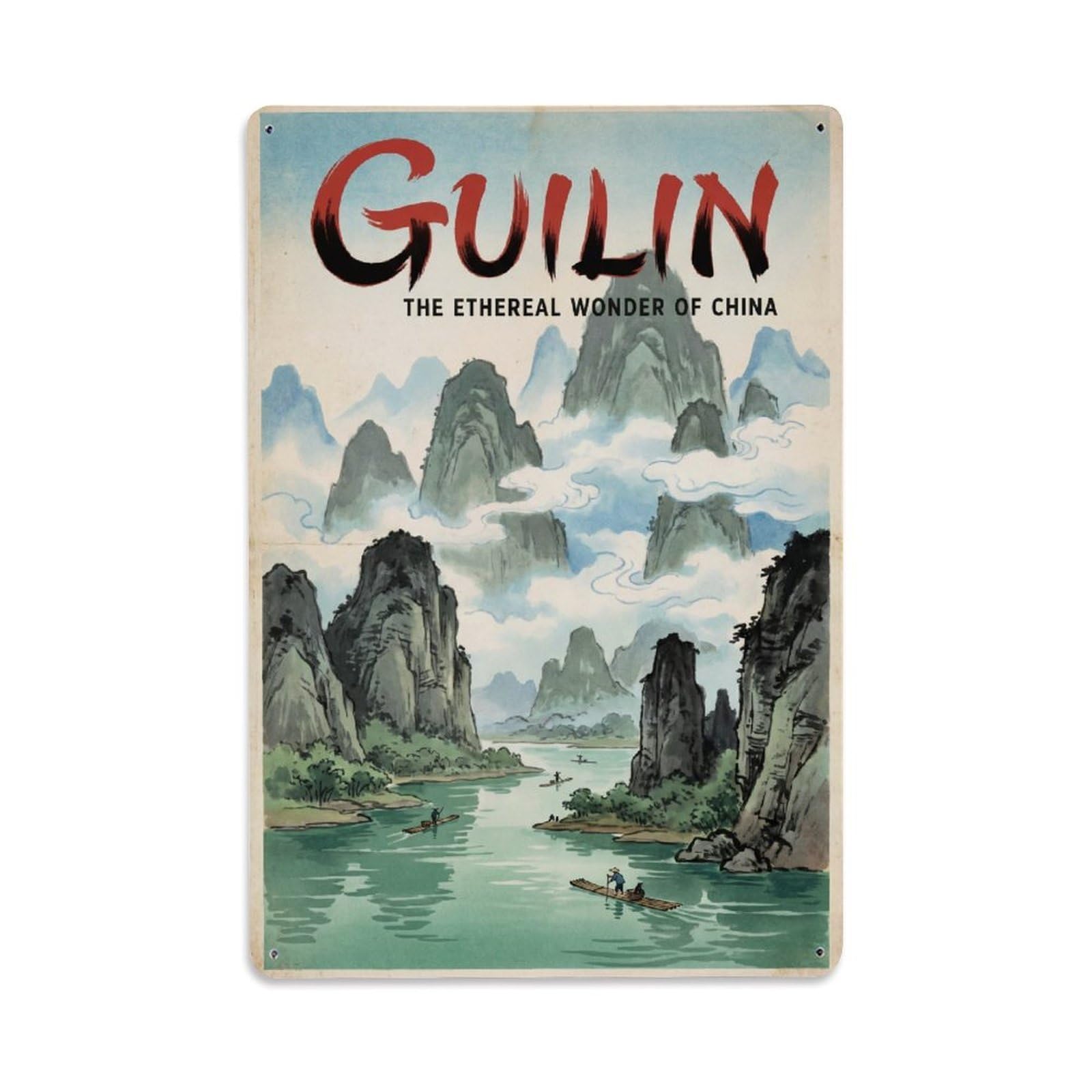 Huiyhb 8X12inch(20X30cm) Travel China Guilin Vintage Metal Tin Sign