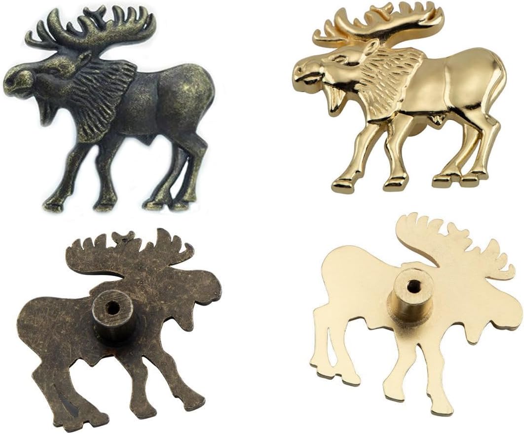 Cabinet Knobs Drawer Knobs Vintage Animal Deer Decor Pull Handle - American Rustic Cabinet Knobs for Cabinet Dresser Room Furniture Knobs Hardware Decorative Accessories 2 Pack (Bronze)