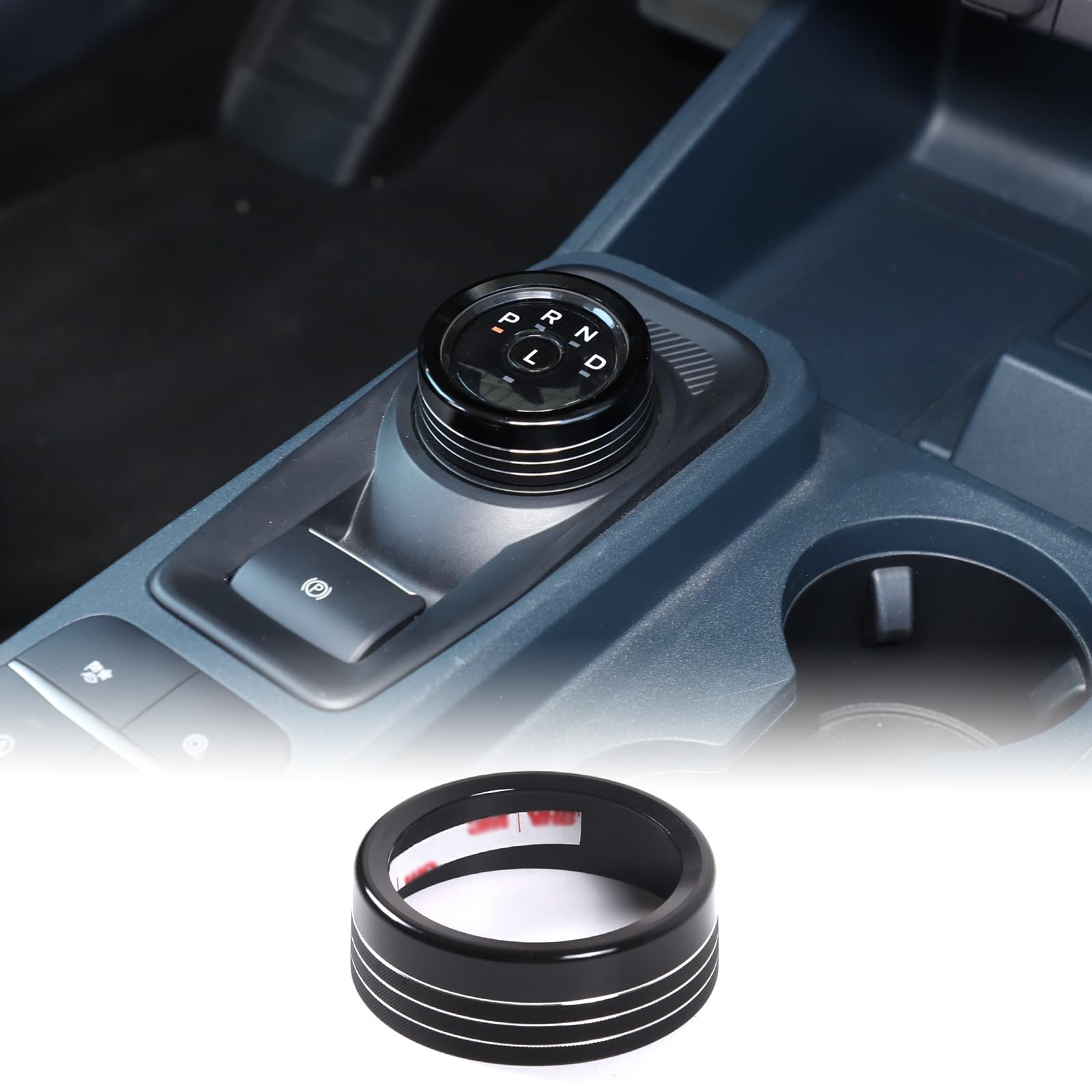 Photo 1 of Car Gear Shift Switch Button Ring Trim Cover Compatible with Ford Maverick 2022 2023 Car Gear Knob Ring Cover Gear Shift Switch Knob Cover Gear Shifter Head Button Protect Decor Interior Accessories Black(1Pcs)