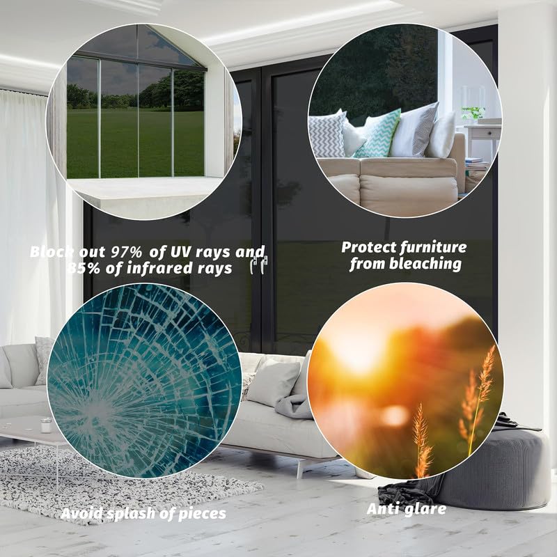 Image of Blackout Black Film for Glass Window, self Adhesive Glass Film for Privacy Glass Film for Sunlight Heat Blocking, Glass Window, Office Cabins, Home - 95% Black Glass film16 X 96 Inchs