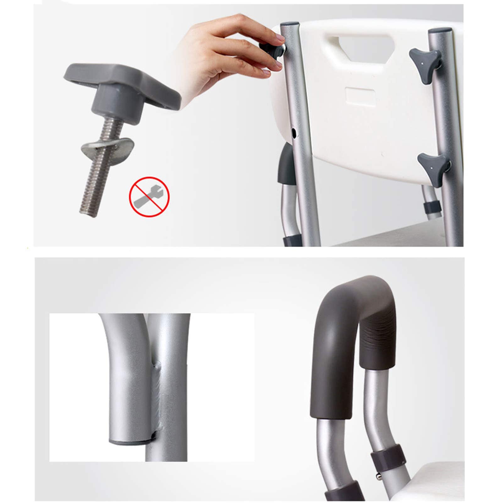 Silla de Ducha, Silla de Ducha para Ancianos, Silla de Ducha Altura Regulable con Respaldo Ayuda para Baño para Ancianos y Discapacitados Antideslizante Altura Regulable
