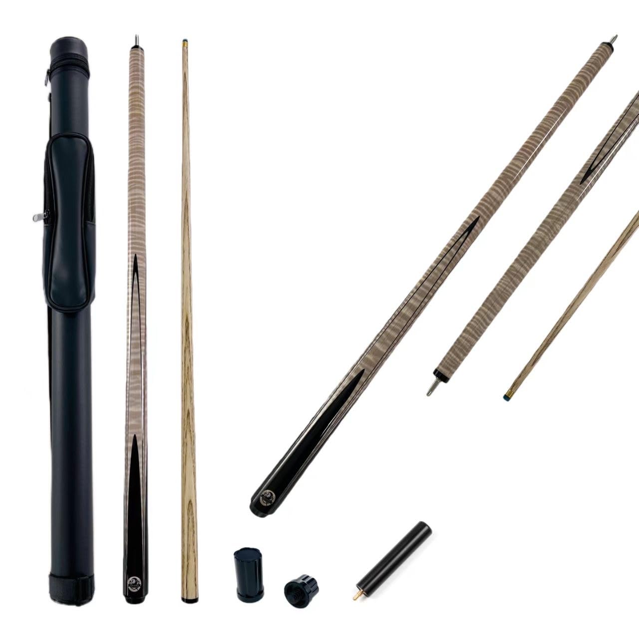 Cuephoria 2pc Flame Maple Snooker Pool Cue 8.5mm Tip With Case Set (Maple)