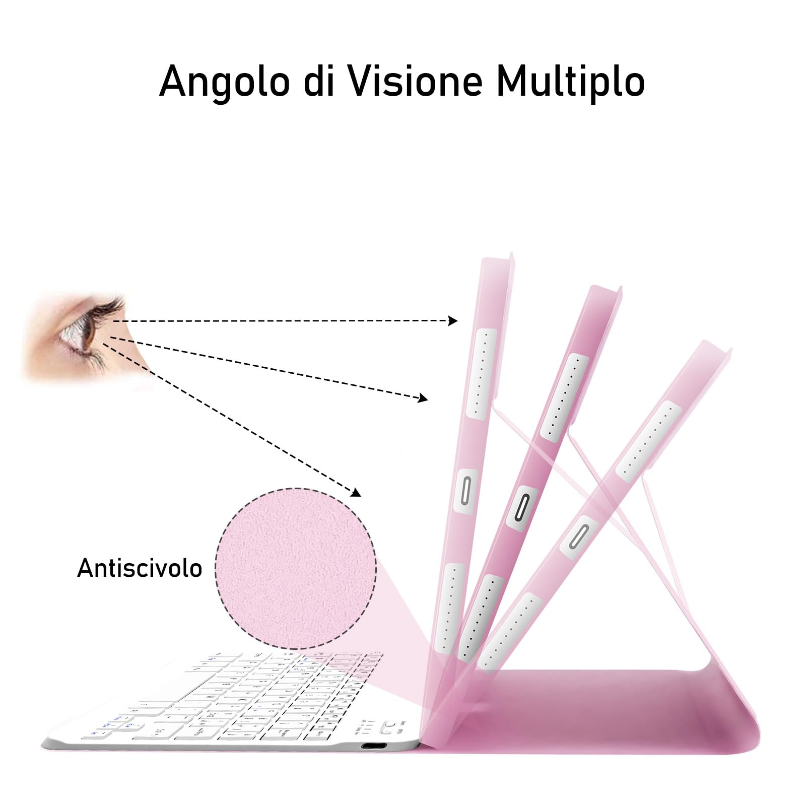 Tastiera ipad 10 Generazione 10.9" 2022/(A16) 11 Generazione 11" 2025 con Custodia, Italiano QWERTY Rimovibile Tastieras ipad 10/11, Slim Cover ipad 10 Generazione con tastiera,Rosa