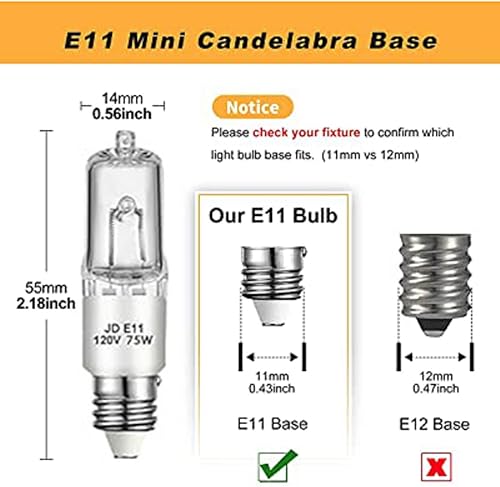 Miniatura 10 de Paquete de 4 bombillas JDE11, bombillas halógenas de 120 V 50 W, bombilla T4 Mini Base JD E11, regulable 2700 K blanco cálido (bombilla LED E11 de