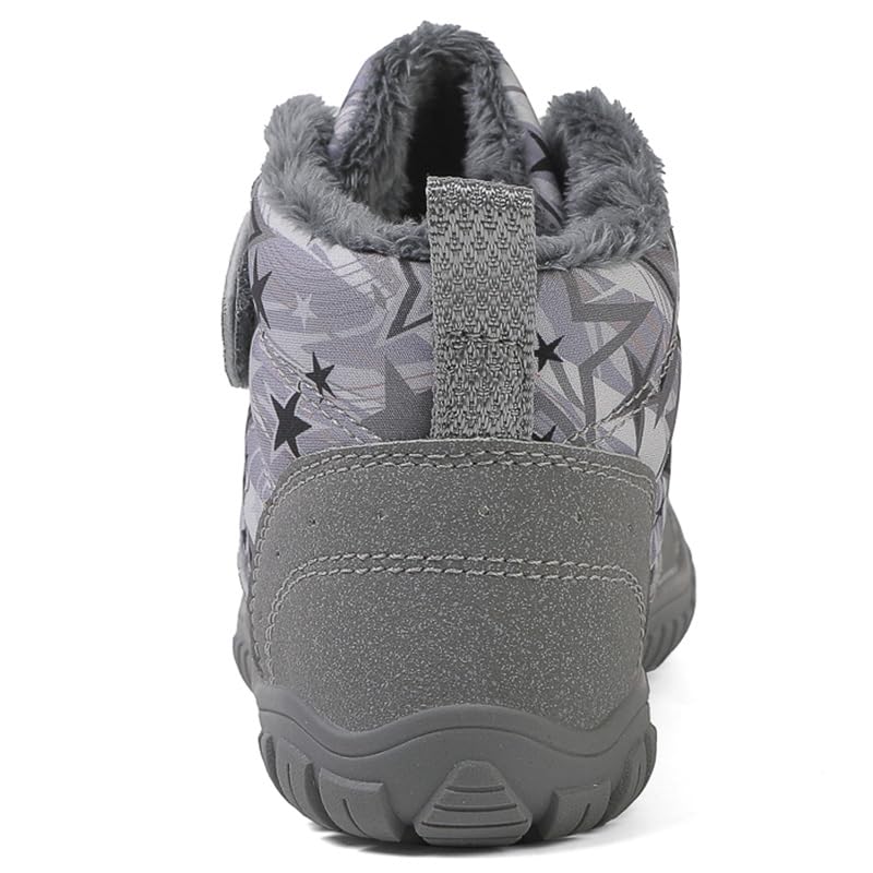 Winter Children Barefoot Snow Boots High-Top Shoes Anti Slip Plush Trail Running Shoes for Hiking Climbing Outdoor Boots (622-grey, Toddler, 13.5, Digital, US Shoe System, Wide Leg Pants)4