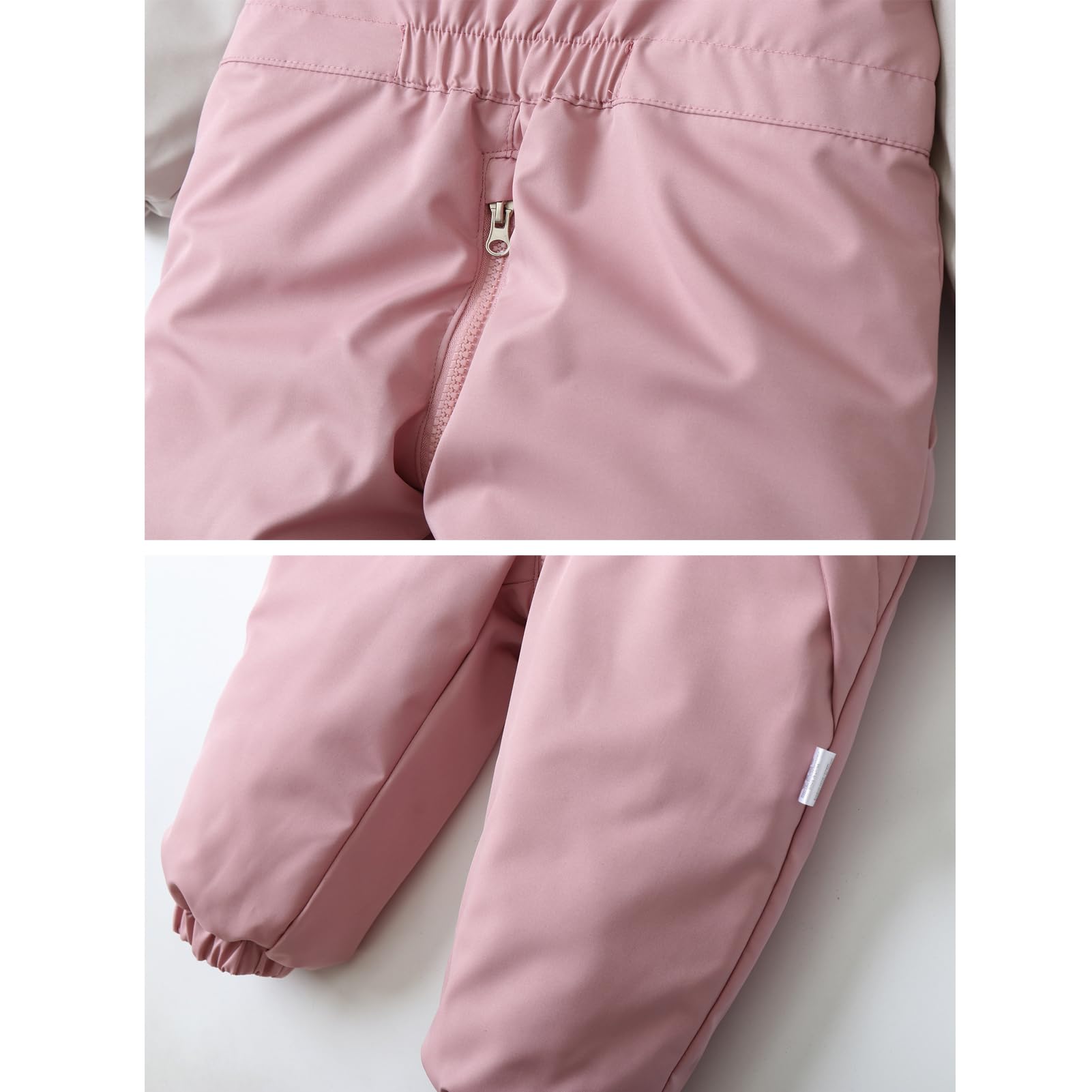 BRONG Invierno Niños Traje de Esquiar Mono Impermeable Una Pieza Encapuchado Mameluco Forro Polar Chaquetas de Esquí Niñas Cremallera