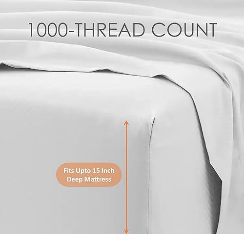 Miniatura 3 de Giza-Egyptian-Set-My-Sheet-&-Pillow - Juego de sábanas de 100 % algodón egipcio Giza de 1000 hilos, tamaño Queen, color blanco, juego de sábanas de