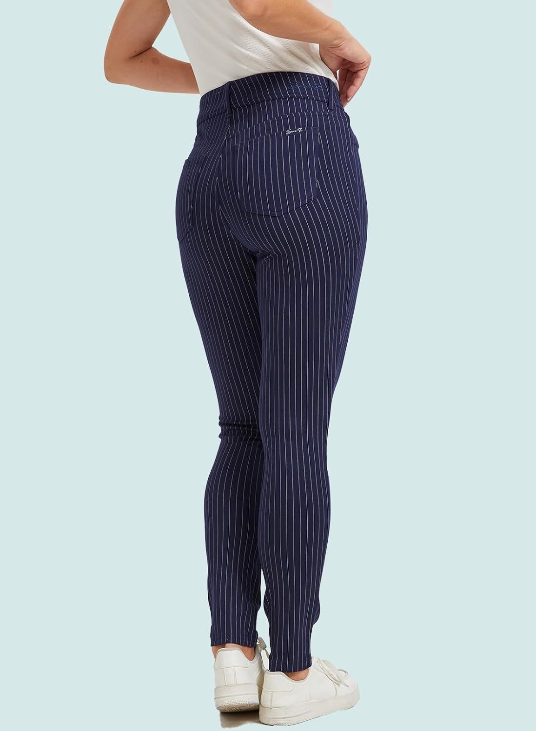 KYAL Women's High Waisted Stretchy Work Pants Straight Leg Business Office Trousers Button Casual Slacks with Pockets - Image 2