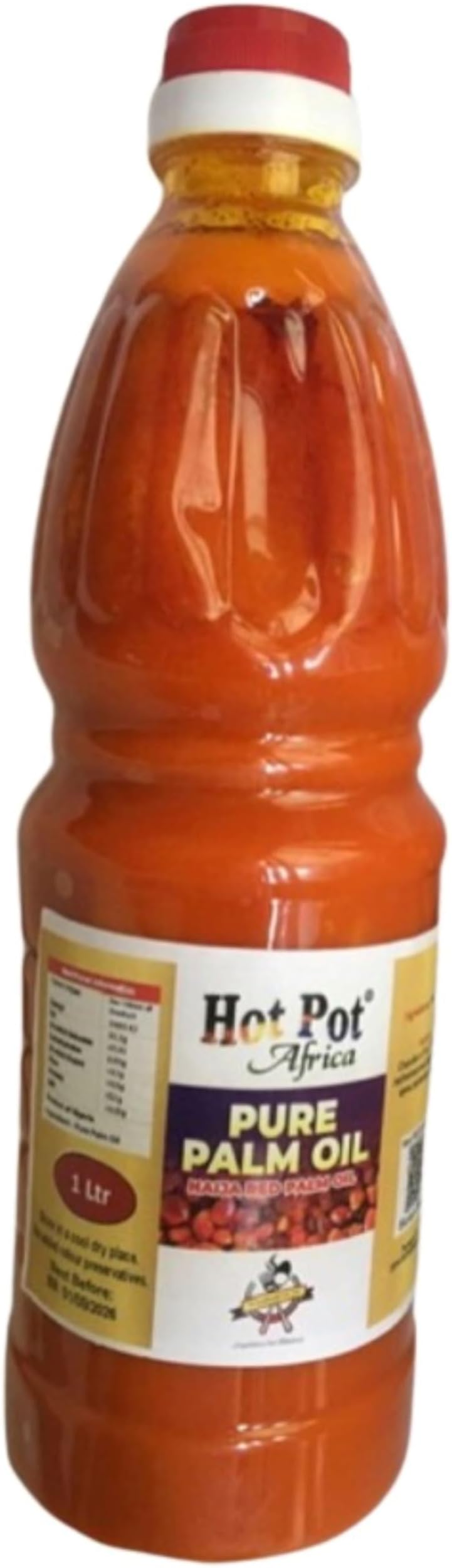 Red Palm Oil 1L – Pure Unrefined Nigerian Palm Oil for Cooking | Authentic African Cooking Oil for Jollof Rice, Soup & Stews | Natural Source of Vitamin A & E | Hot Pot Africa