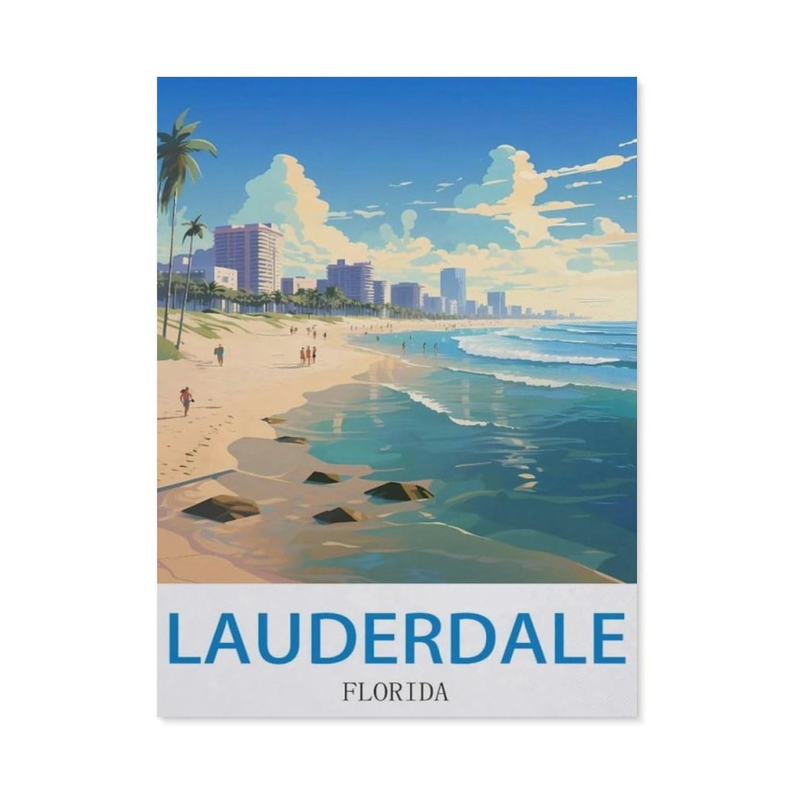 BEAYODKP Full Diamond 5D DIY Diamond Painting，Lauderdale Florida，3D Diamond Embroidery Cross Stitch Mosaic Needle Works（30 x 40 cm/11.81 x 15.74 inches）-CN68