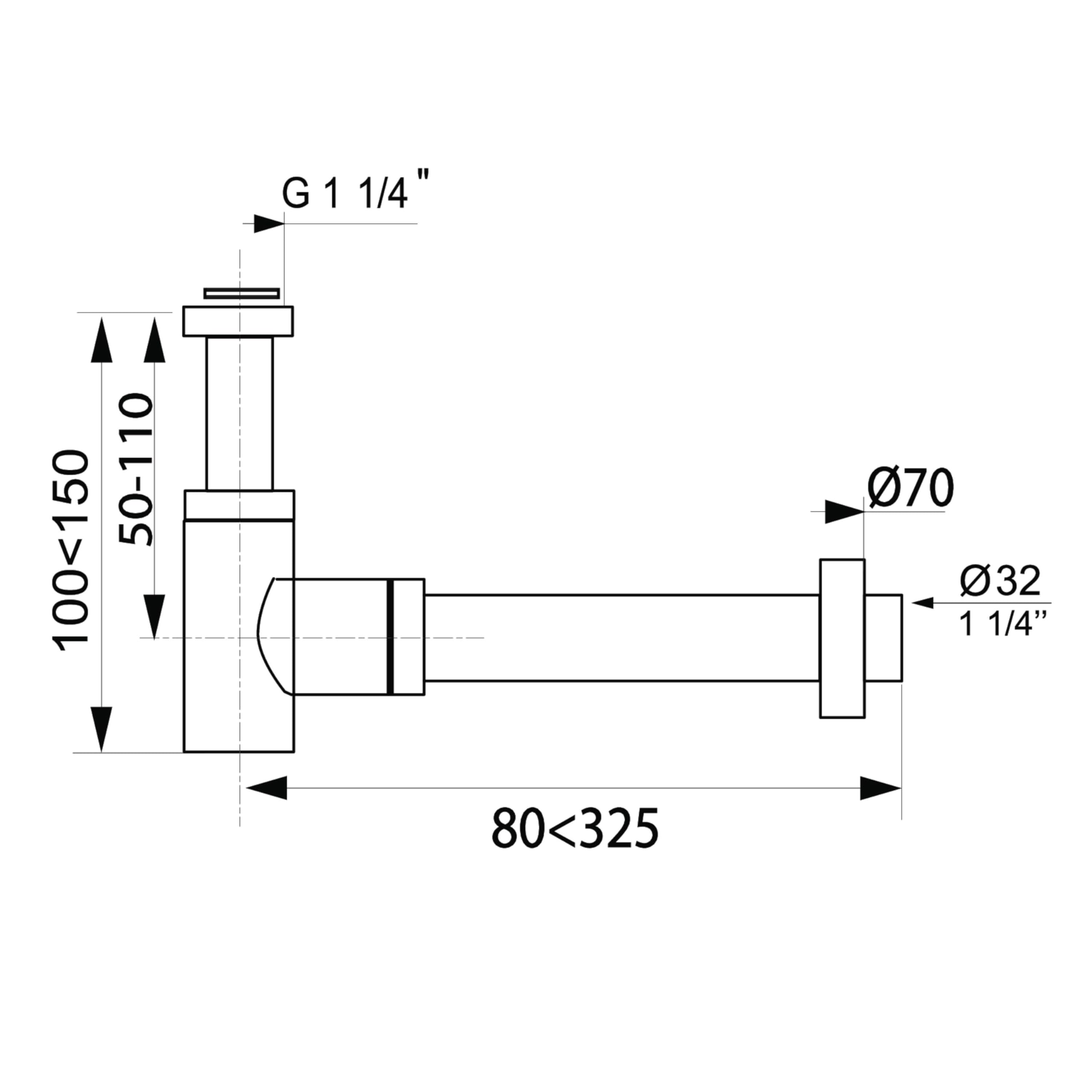 Wirquin 30723103 Mini Siphon de lavabo design en laiton, chromé