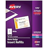 Name Badge Insert Refills, Horizontal/Vertical, 3 x 4, White, 300/Box – view 1