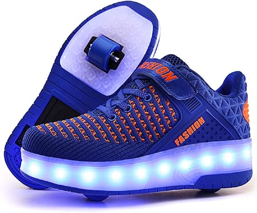 Ylllu - Tenis de patinaje con ruedas LED USB para niños, zapatos con ruedas y luces para niños y niñas