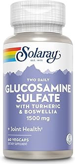 Glucosamine Sulfate 1500mg, Healthy Joint Support Supplement, Powerful Connective Tissue and Joint Health Formula with Turmeric & Boswellia, 60-Day Money Back Guarantee, 30 Serv, 60 VegCaps