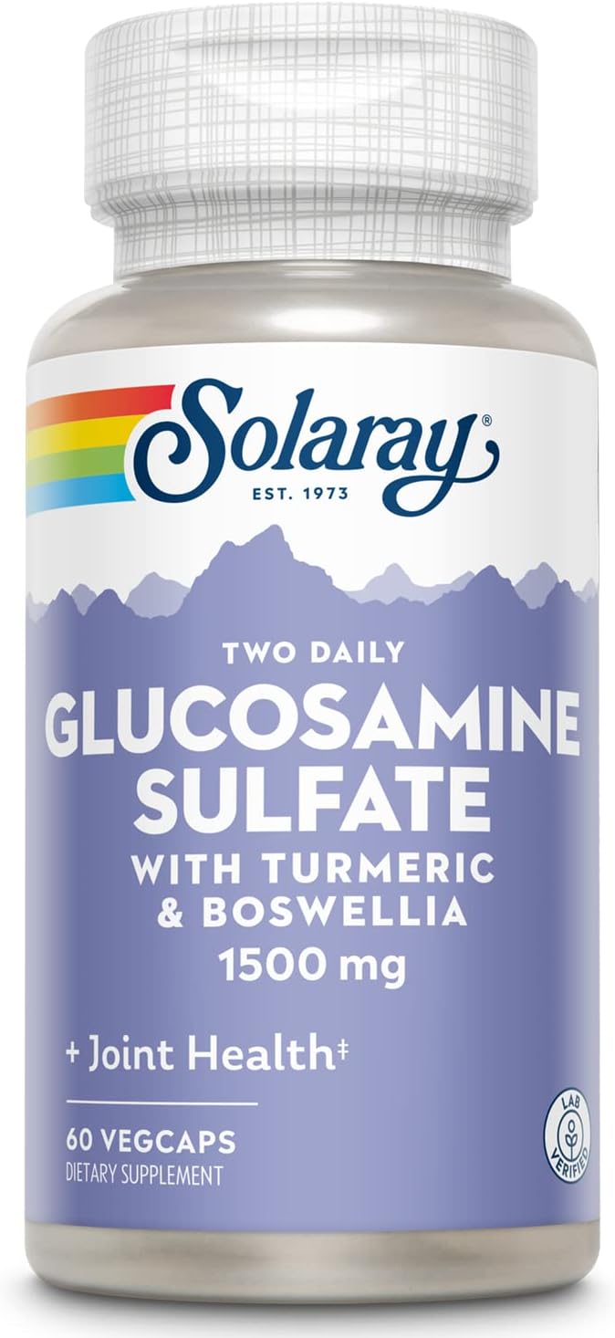 Glucosamine Sulfate 1500mg, Healthy Joint Support Supplement, Powerful Connective Tissue and Joint Health Formula with Turmeric & Boswellia, 60-Day Money Back Guarantee, 30 Serv, 60 VegCaps