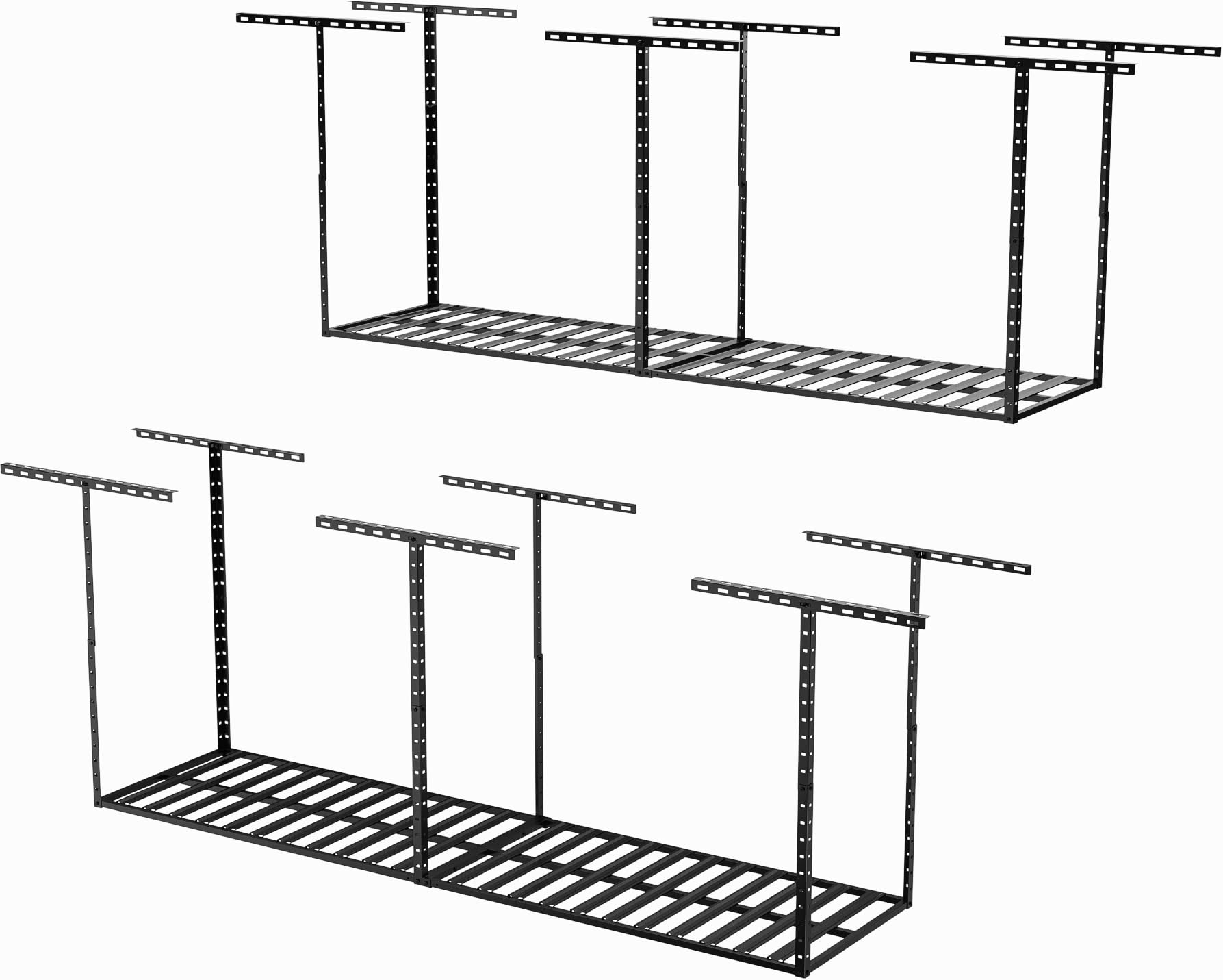 SunsGrove 2x8 Garage Storage Overhead Rack Organization, Adjustable Ceiling Mounted Storage Racks, 800LBS Weight Capacity, 22"-40" Ceiling Dropdown, 2 Pcs, Hammertone Black