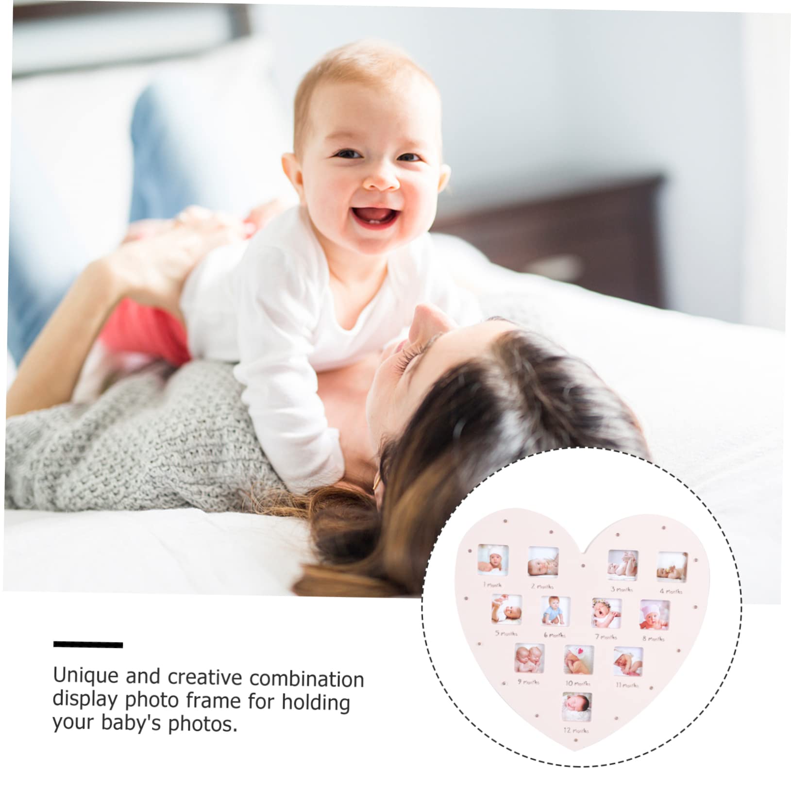 Yardwe 4 Piezas Marco de Fotos con Luz Forma de Marco Colgante para Fotos de Crecimiento Infantil Decoración y Duradera para Familiar