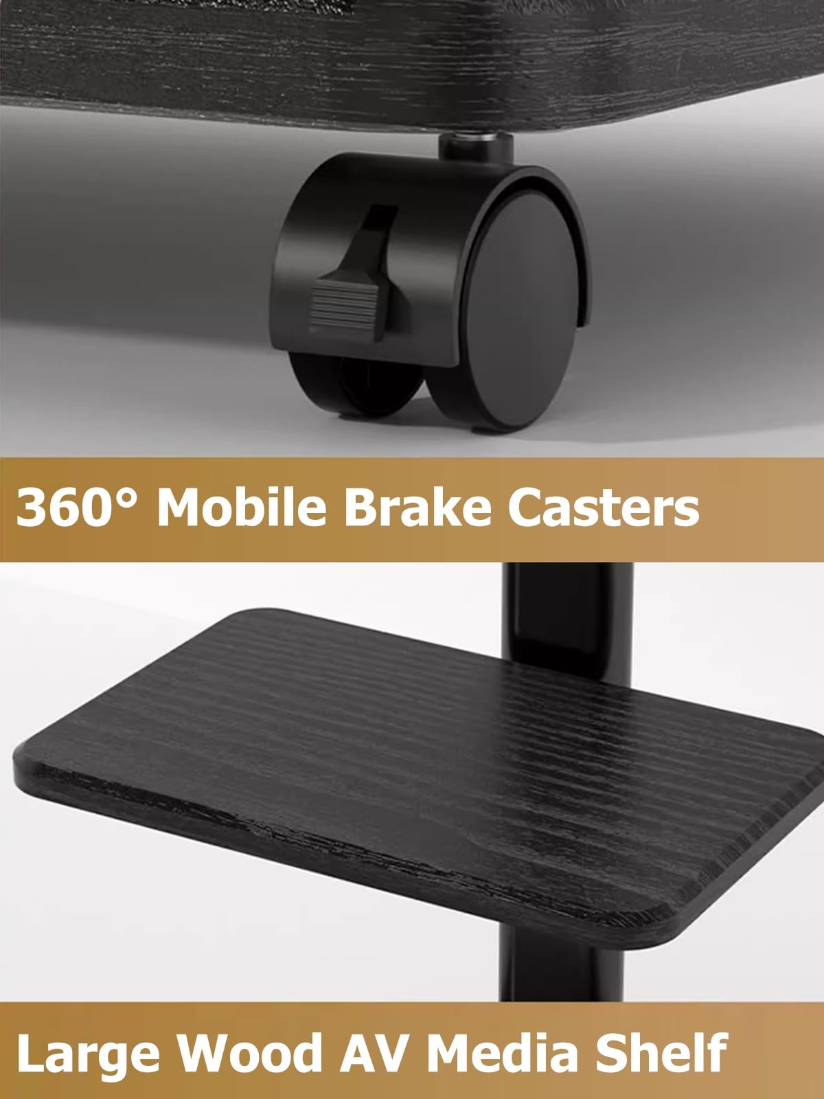 Carrello Portatile Per TV Fino A 65 Pollici: Supporto Mobile Con Ruote Bloccabili E Ripiano Per Accessori