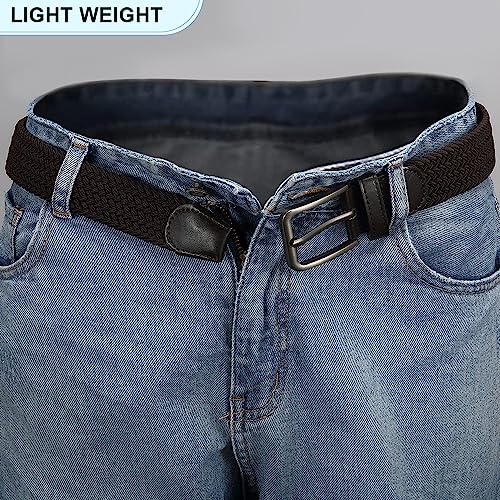 Image of DOOPAI Braided Stretch Belt for Men, Elastic Woven Belt, casual Fabric Golf Belt, 1 3 /8 inch for golf pants jeans, Gift Box