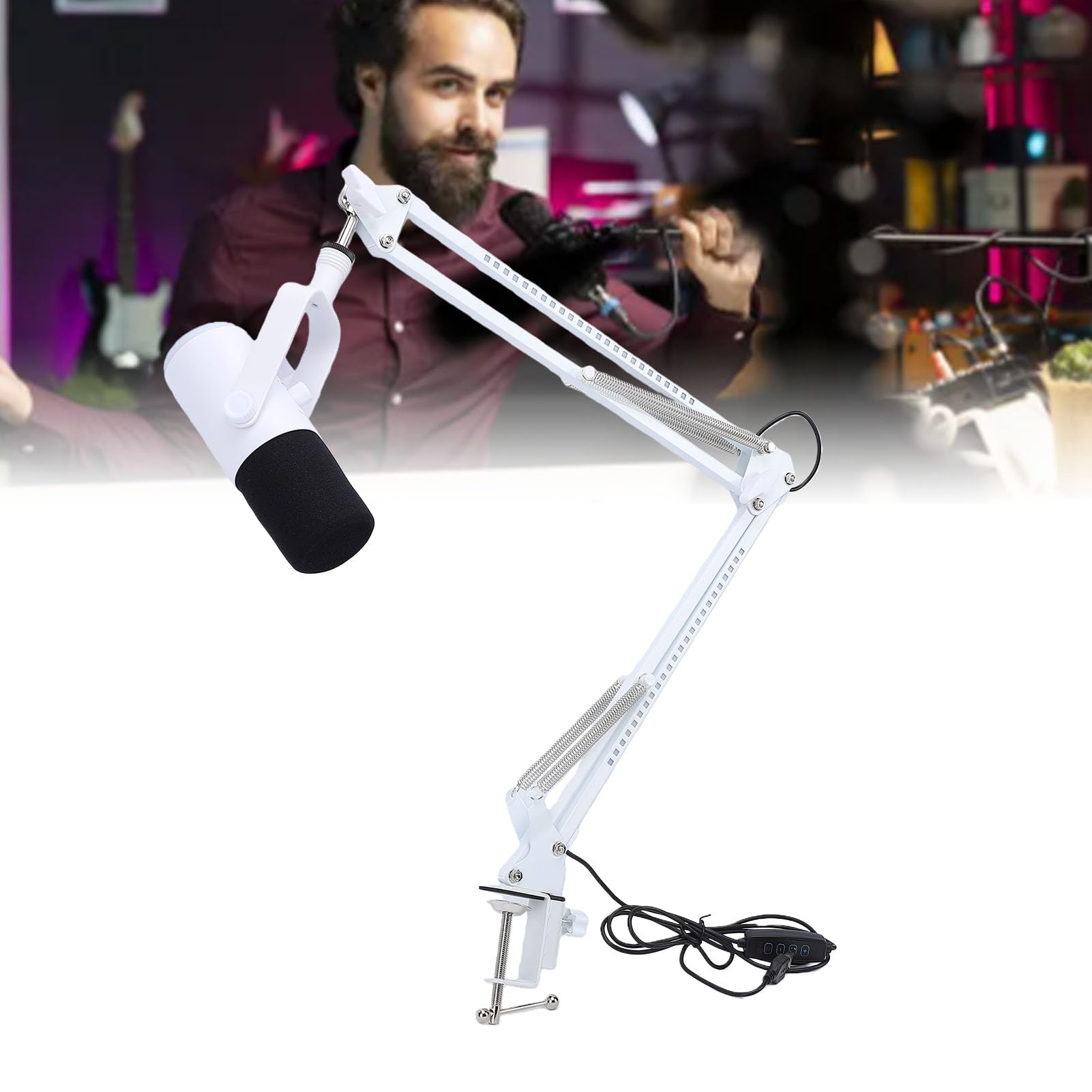 VGEBY Microfono da Gioco, Microfono per Podcast USB in Plastica e Metallo con XLR USB C, Illuminazione RGB Muto Monitoraggio da 3,5 Mm per la Registrazione in Streaming di Chat Vocali su PC