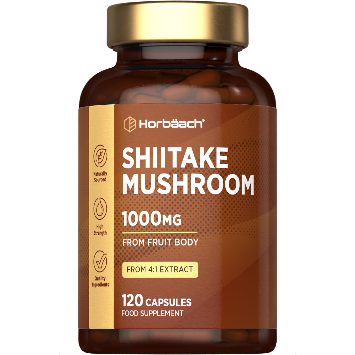 Shiitake Mushroom Extract 1000mg | 120 Capsules | Mushroom Powder | Supplement for Men & Women | No Artificial Preservatives | by Horbaach