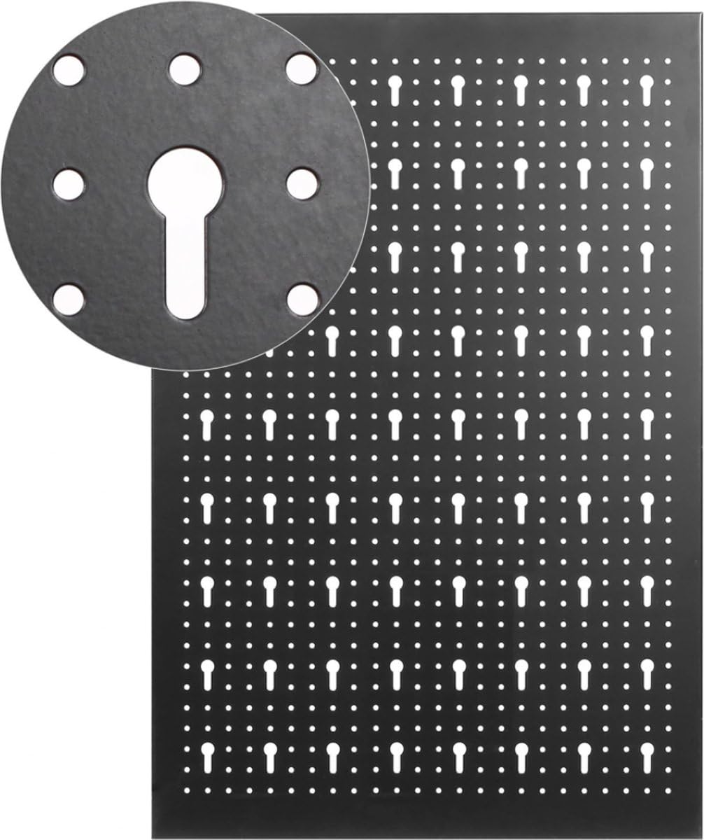 Panel para Herramientas de Metal 1200 x 600 mm con accesorios para colgar herramientas, 28 piezas Organizador de herramientas y soporte de pared multiusos Panel perforado
