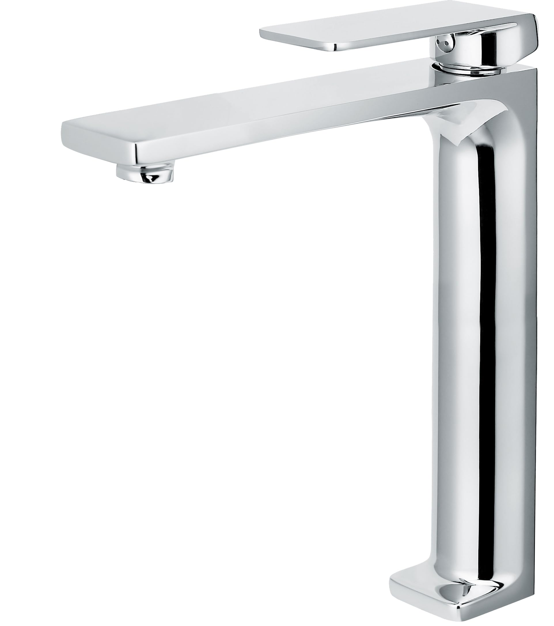 IMEX - Grifo Lavabo Cromado Caño Alto | Grifo Baño Mezclador Agua Fria y Caliente | Grifería Monomando Efeto Cascada con Caño de Latón y Ahorro de Agua | Serie Fiyi | Color Cromado