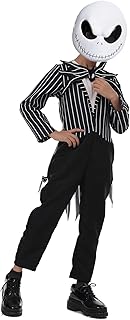 Jack Costume Boys Skeleton Mask Skellington Jumpsuit Outfits Christmas Halloween Cosplay Nightmare Props Accessories