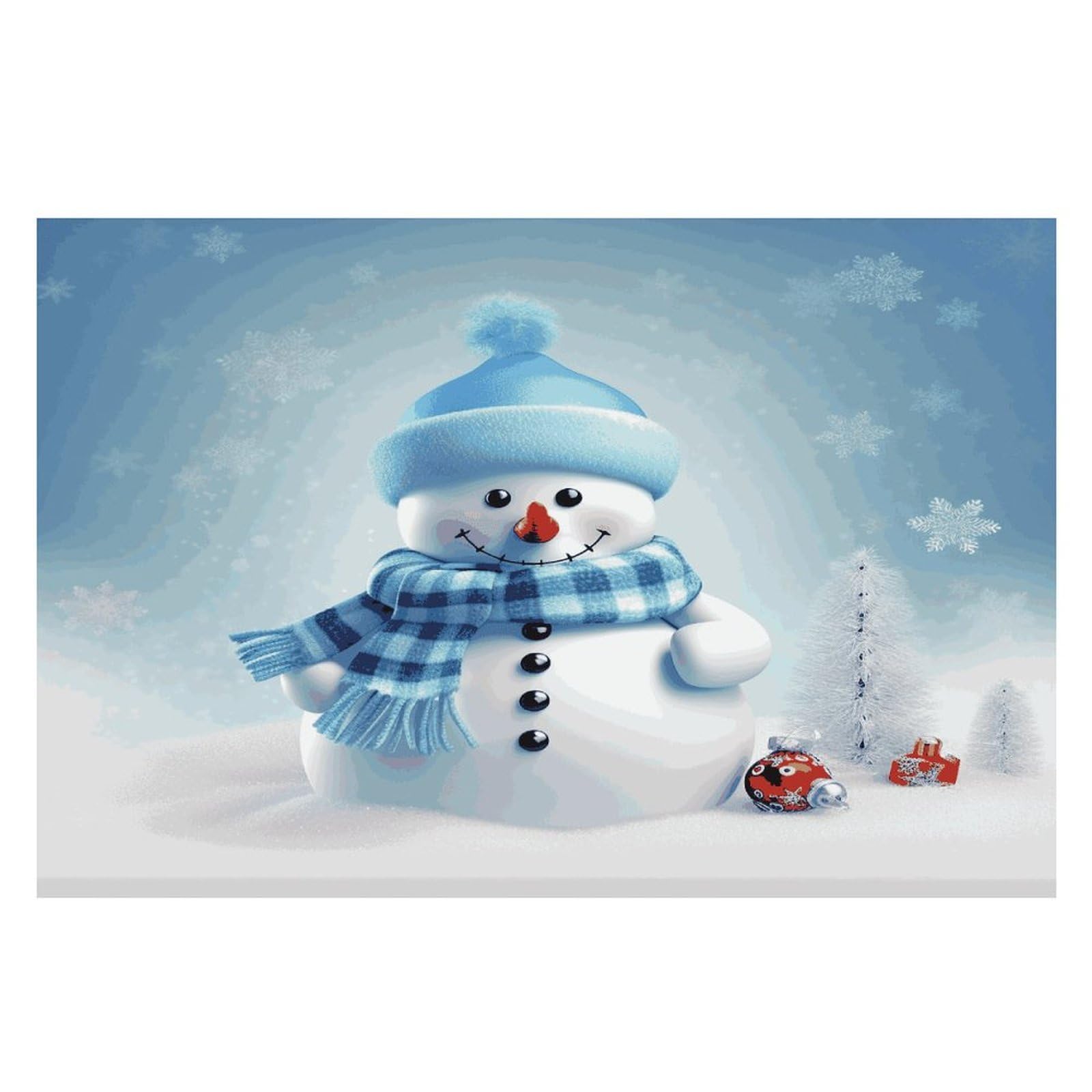 Cute Snowman Placemats Wipeable Heat Resistant Table Mats Washable Flax Place Mats Elegant Cloth Non-Slip Placemat for Kitchen Dinning Party Table Decor 12 * 18 in