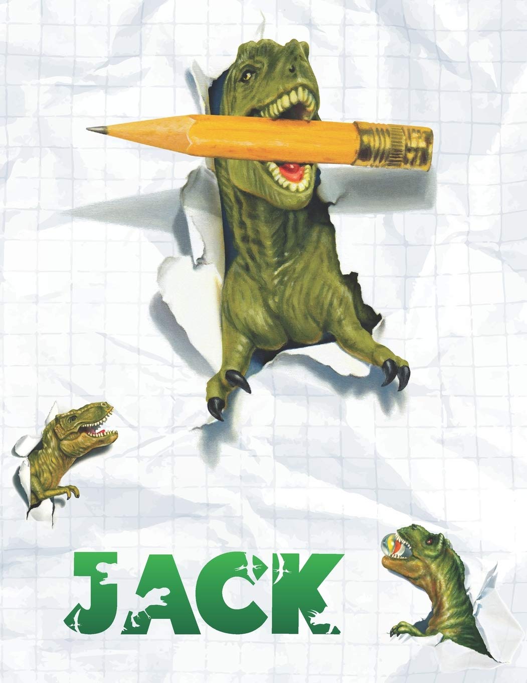 Jack: Personalized Dinosaur Sketchbook For Boys. 8.5"x11" 110 Pages. Doodle, Draw, Sketch, Create, Dino!