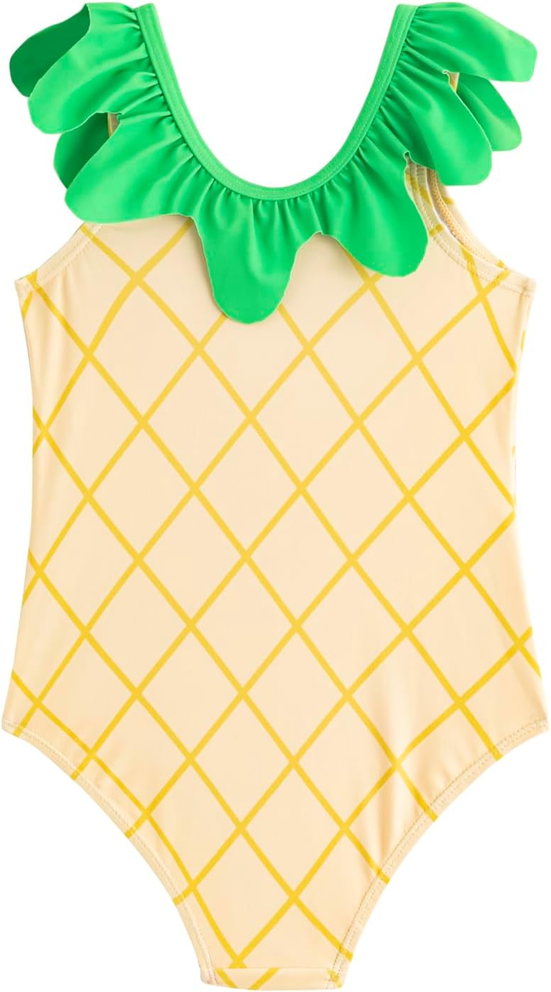 LIZENS Girls One Piece Swimwear 2-12years Ruffle Trim Pineapple Cute Tropical Fruit Beach Bathing Suit for Kids Swimsuit - Image 2